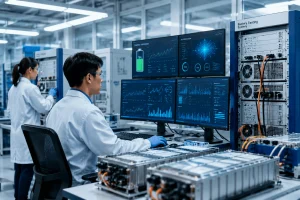 A high-tech battery testing laboratory,