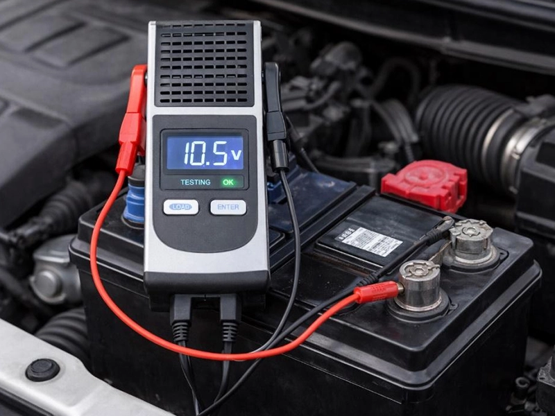 test car battery with multimeter