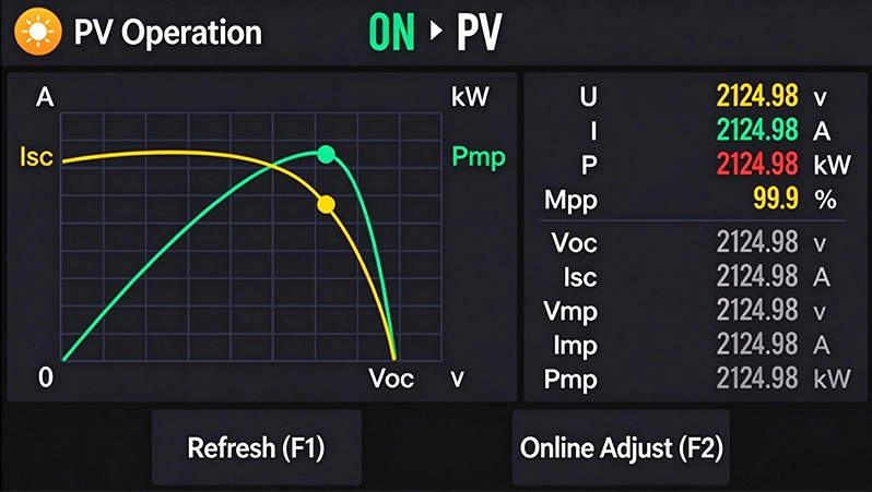 Oscilloscope View of Solar Array Simulation Curves in Real Time