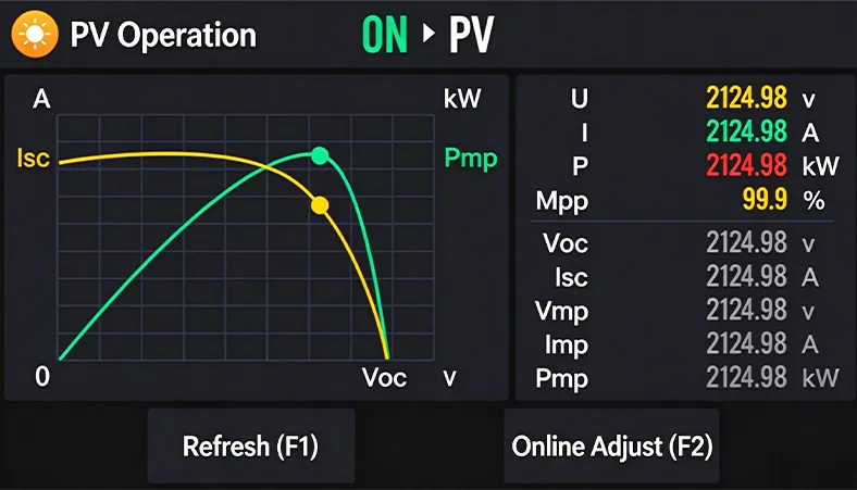 Oscilloscope View of Solar Array Simulation Curves in Real Time